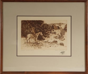Phil Tognazzini "Mission cattle drive" etching