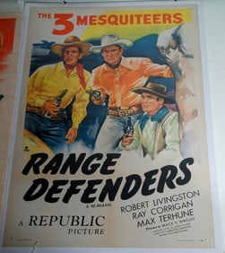 Vintage 'Range Defenders' Full Sheet Movie Poster