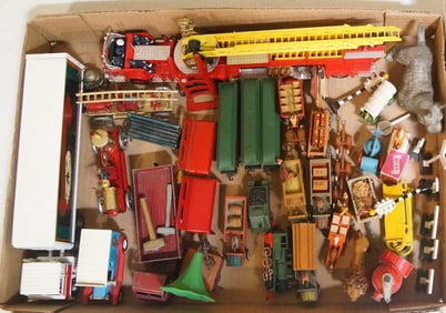 Toy fire trucks, trains, trucks...