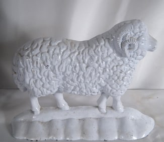 Cast iron white Ram door stop