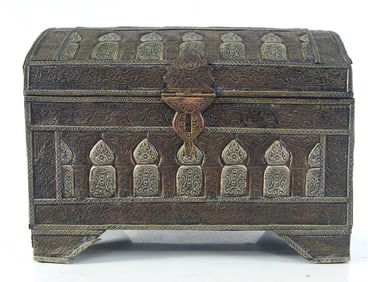 Antique Moroccan Chased Mixed Metal Chest