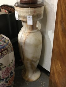 Brazilian Onyx banded Urn with veins 40" tall