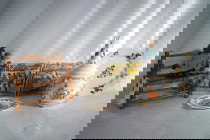 Amish doll, rush doll, early bench, Beatrix Potter