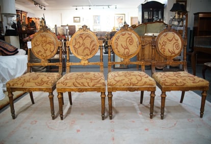 Set of 4 uph Medallion back dining chairs