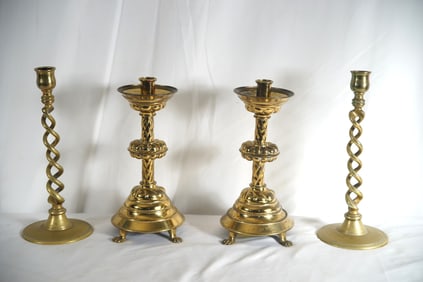 Brass candleholders - 2 pair