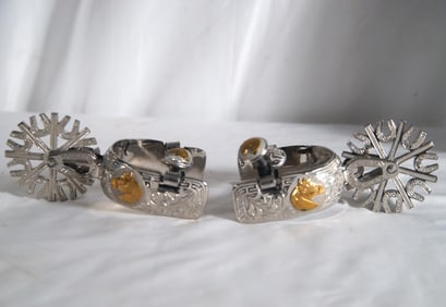 Mexico crafted fancy silver spurs with horse heads