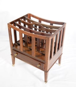 Walnut Magazine Rack with drawer on wheels