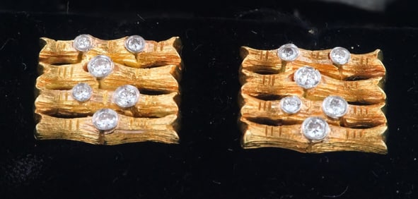 18kt Gold & diamonds cuff links - 12 diamonds