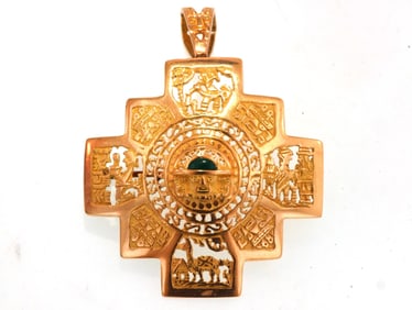 18kt Gold Inca Chakana Cross Pendant/brooch