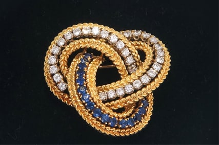 French Infinite Loop Diamond & Saphire Pendant