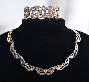 Taxco Sterling 4 pc bracelet, necklace & earrings
