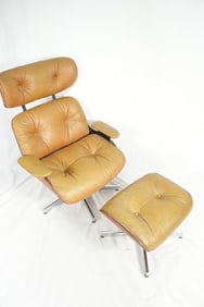 Ames style leather Modern chair and ottoman