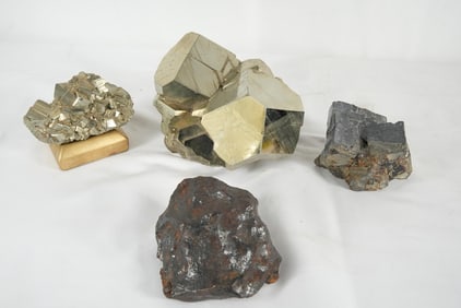 Collection of  4minerals Pyrite, Meteorite