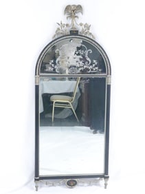 Antique etched mirror with silver eagle