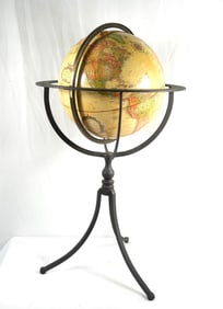 World globe with wrought iron stand