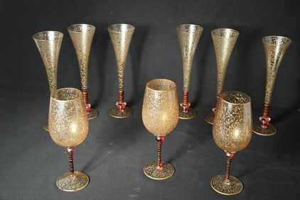 Venetian Glass stemware 9 pcs