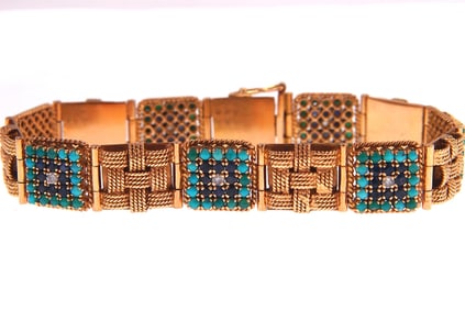 18kt Gold Persian Turq Sapphire & Diamond Bracelet