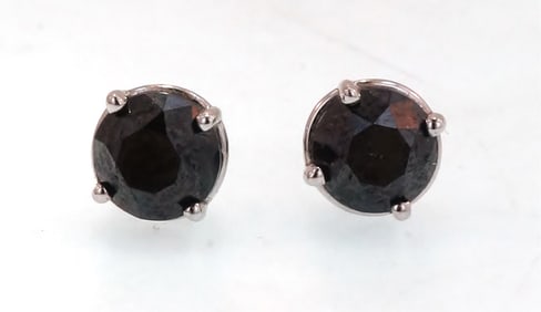 Pair Black diamond stud earrings