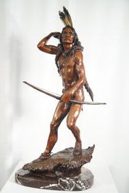 Elie Hazak 39" Bronze statue - "Buck Hunter"