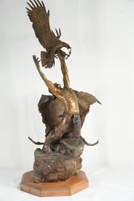 Native American bronze sculpture w Eagle
