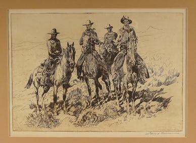 Edward Borein (1872-1945) etching "Ranahans"