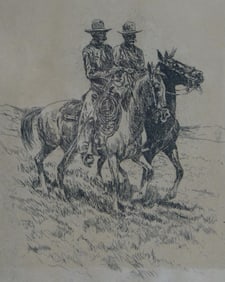 Edward Borein (1872-1945) - etching "Pards" #18