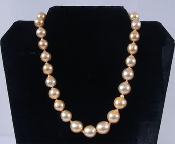 Large South Sea Champagne graduated pearl necklace