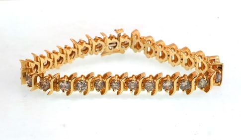 14kt yellow gold link tennis bracelet 7"