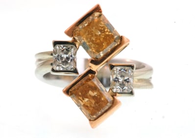 Rare Custom Colored 3.90 ctw Designer Diamond Ring