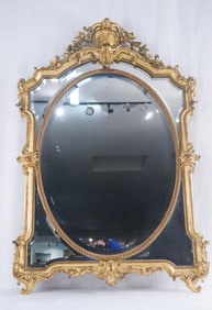 French 19th cent. Antique Gold Beveled mirror