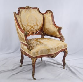 Antique French Brocade Bergere' Chair