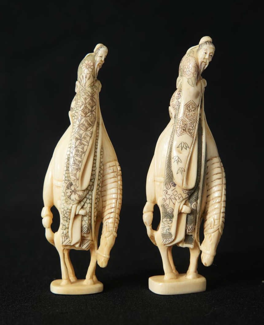 19th c. Carved Japanese Immortals - signed (1 of 5)