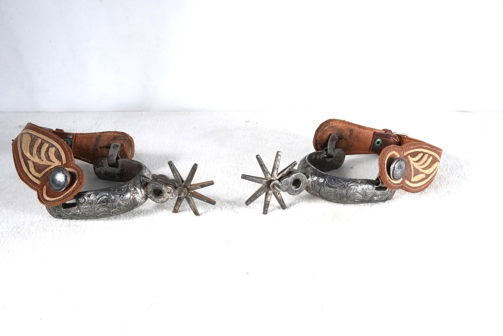 Pair of Antique Californiano Silver Mounted Spurs (1 of 3)