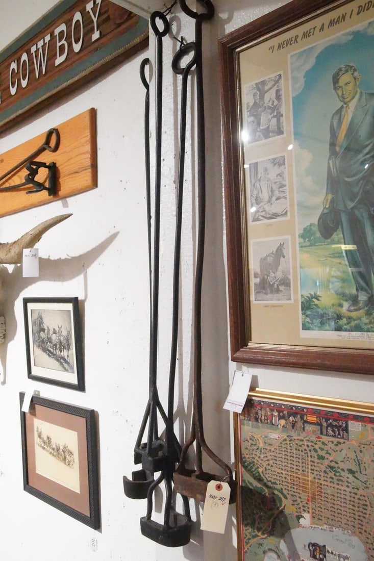 4 Branding irons - JU, 8, 65?: Provenance: Museum of the Cowboy "Jim Grimm estate" Solvang Ca.