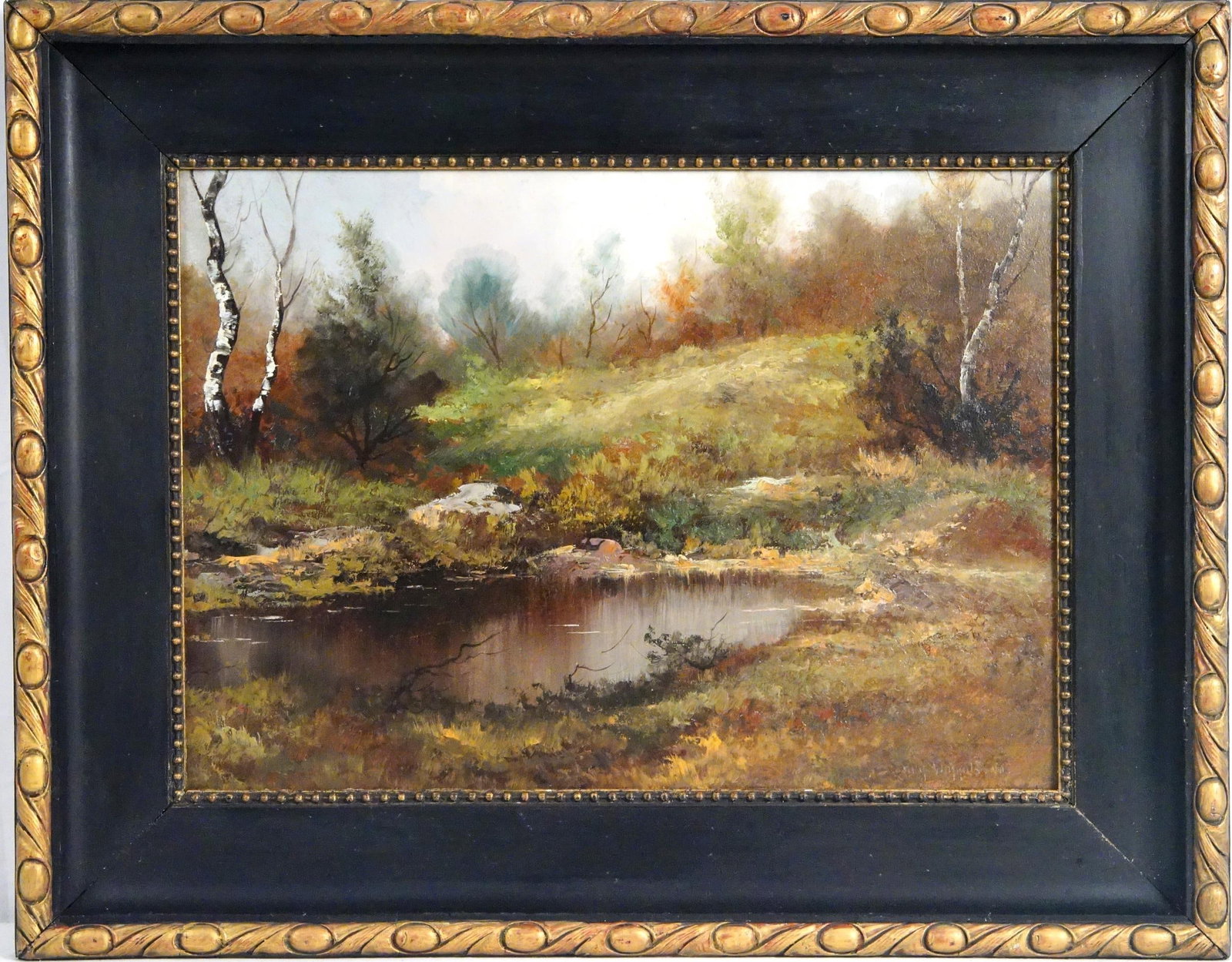 Guy Carleton Wiggins (1883-1962) oil on canvas: New York summer Landscape in Connecticut signed lower right Guy Carleton Wiggins NA measures 14.5" x 20" image and 20.5" x 26.25" frame