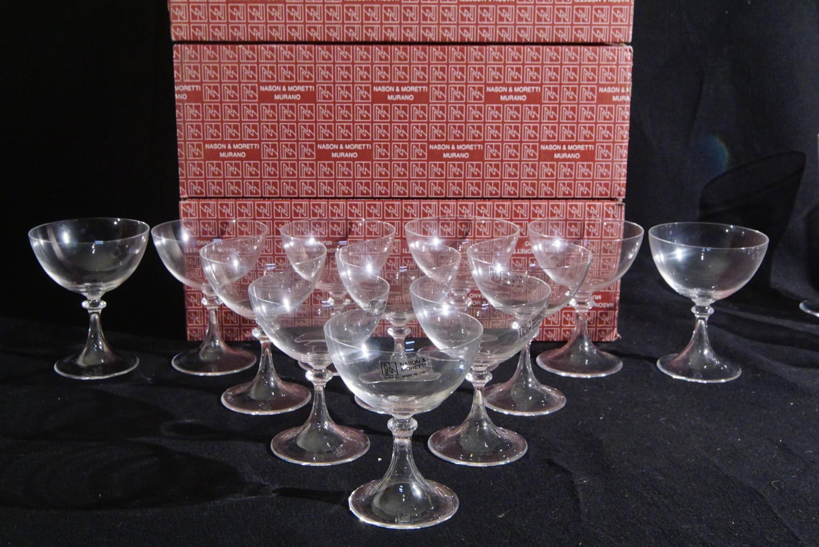 Nason & Moretti hand blown stemware: 12 stems