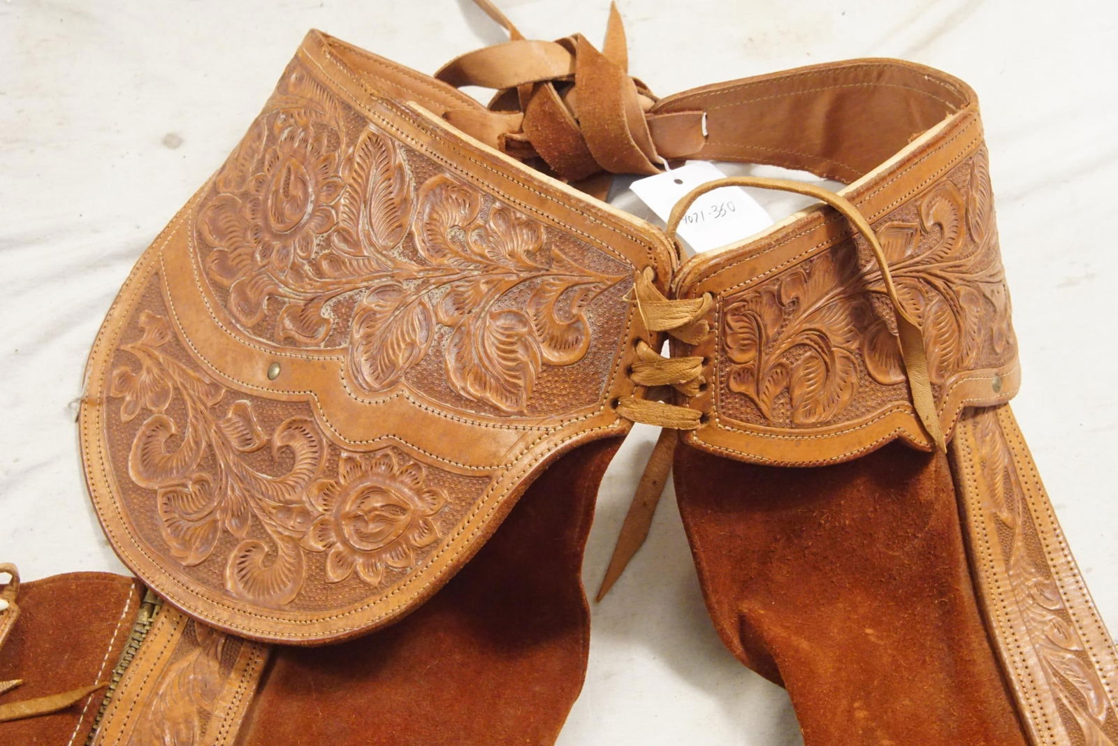 Mexican tooled leather chaps - 4