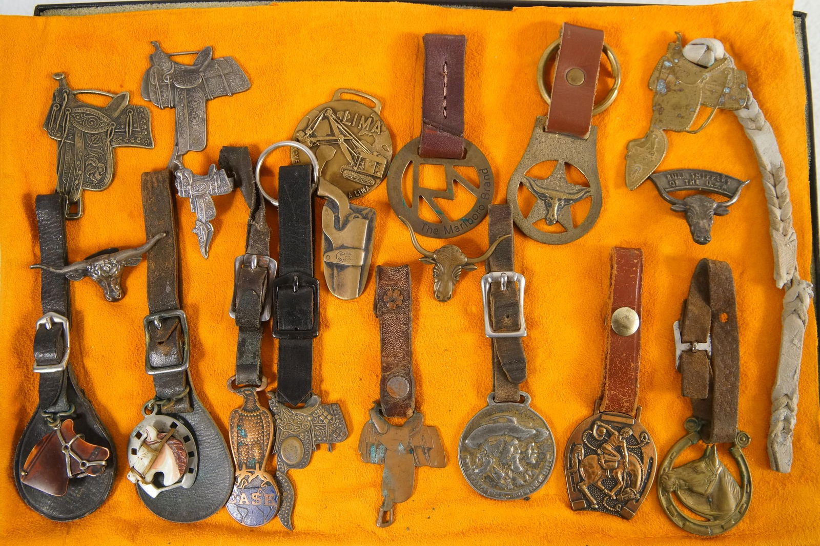 Lot of 18 Pocket watch, saddle bobs: Provenance: Museum of the Cowboy "Jim Grimm estate" Solvang Ca.