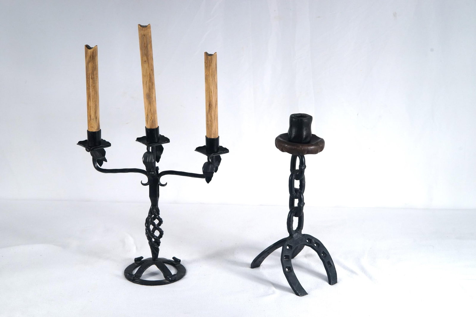 Western Wrought iron candlesticks - 2 pcs: Provenance: Museum of the Cowboy "Jim Grimm estate" Solvang Ca.