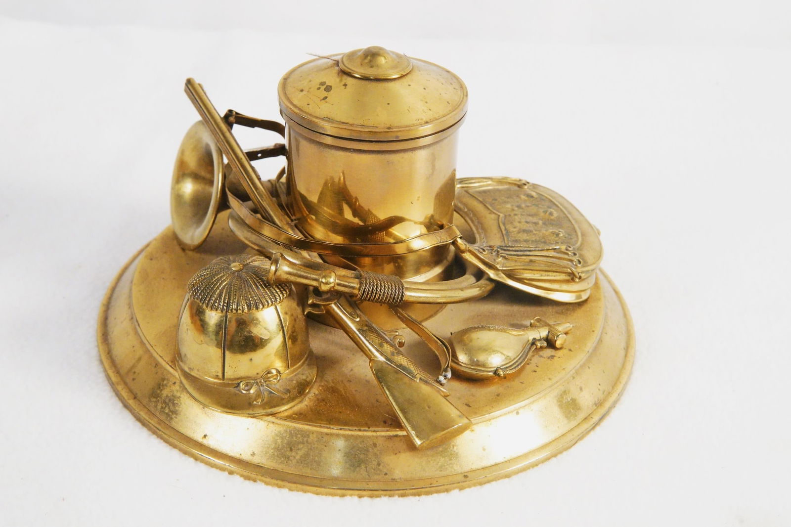 - Brass Military Ink well 7 1/2' x 4": Provenance: Museum of the Cowboy "Jim Grimm estate" Solvang Ca.