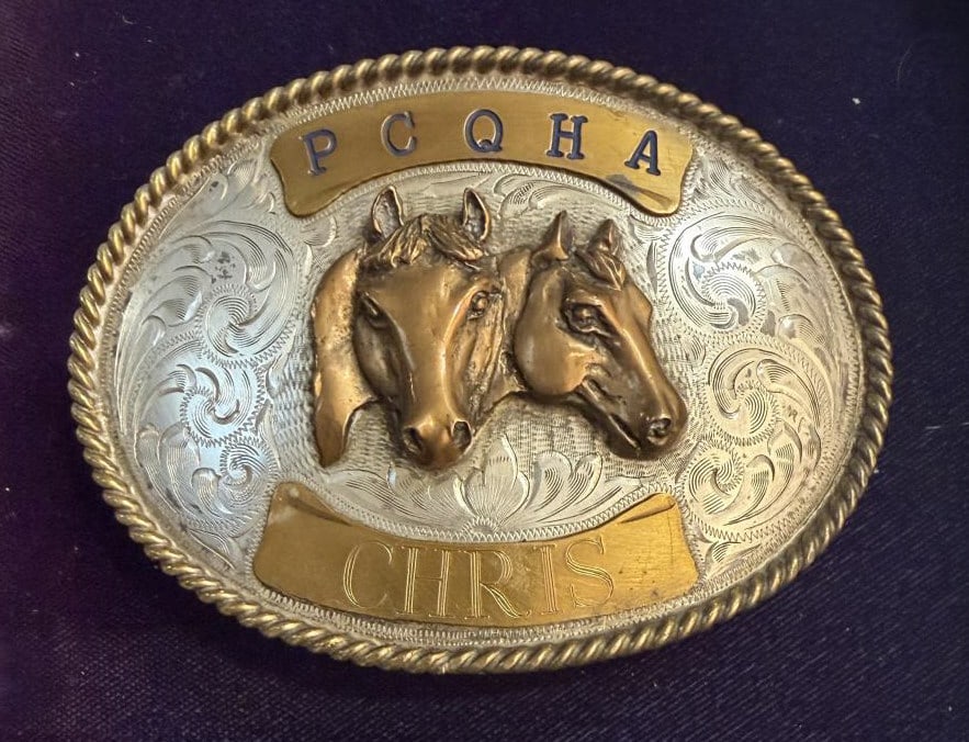 Three Sterling silver rodeo buckles - 13