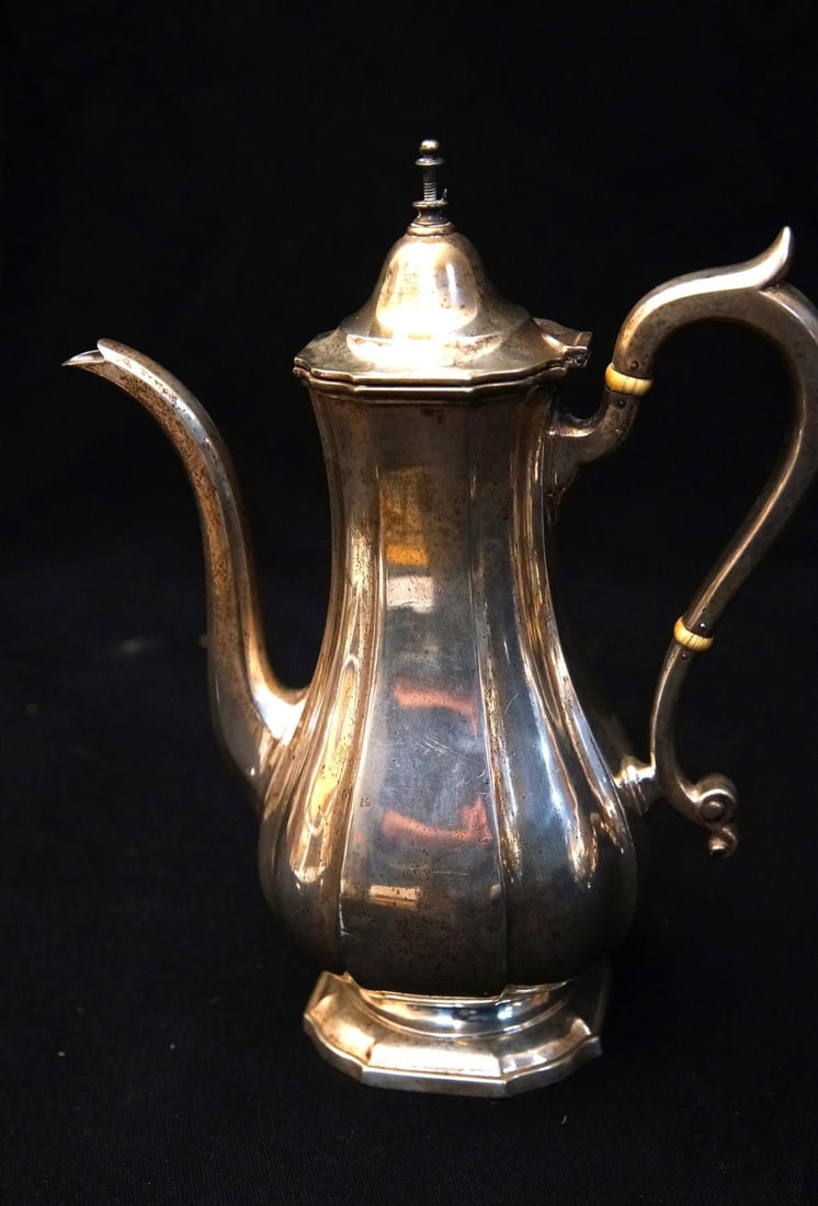 Antique Spaulding Sterling chocolate coffee pot 2 pints, 700 gms sterling (1 of 5)