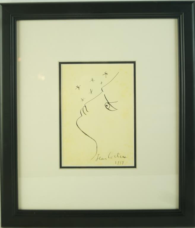 Jean Cocteau pen & ink ca 1959 - 6.5"x4.25"