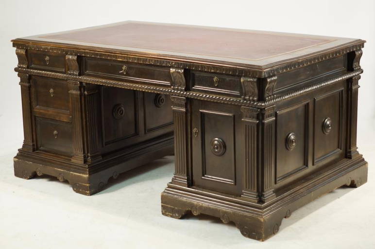 Antique Leather top Partners Desk Jun 01, 2014 California