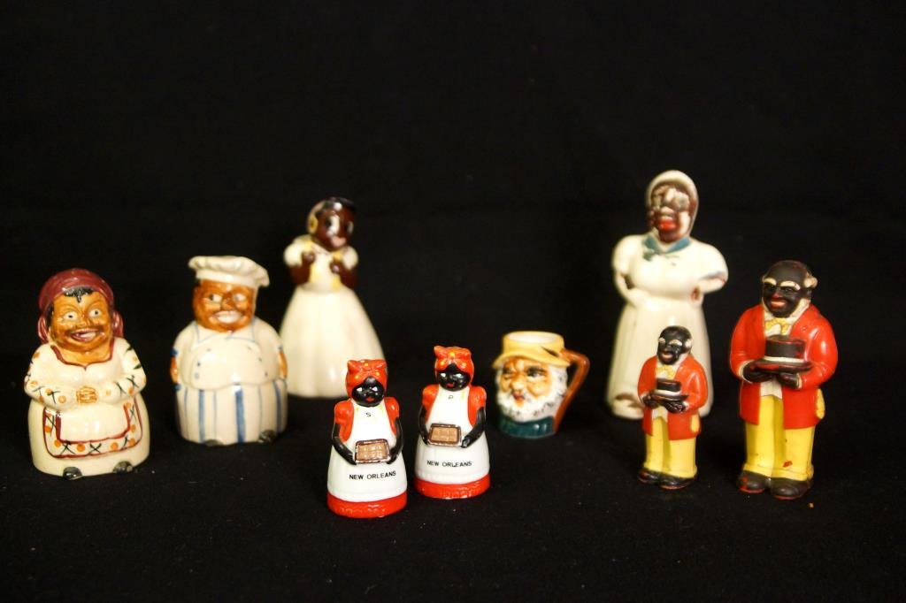 Vintage Black Memorabilia Salt & Pepper pcs: 1920 shoe toy - app 9 pcs Provenance: Important California Lifetime Collection of Black Art and memorabilia