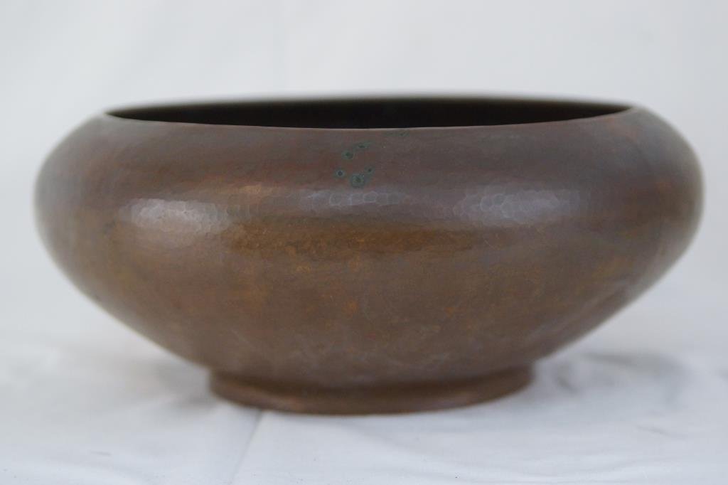 Dirk Van Erp Bowl (signed): copper hand hammered - measures 13" diam and 5.5" tall