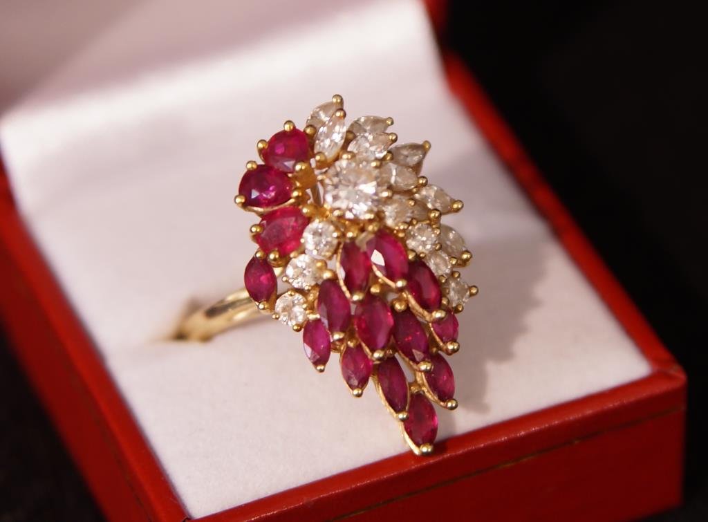 14kt Gold 5ct Ruby & 1.9 ct diamond cocktail ring (1 of 7)