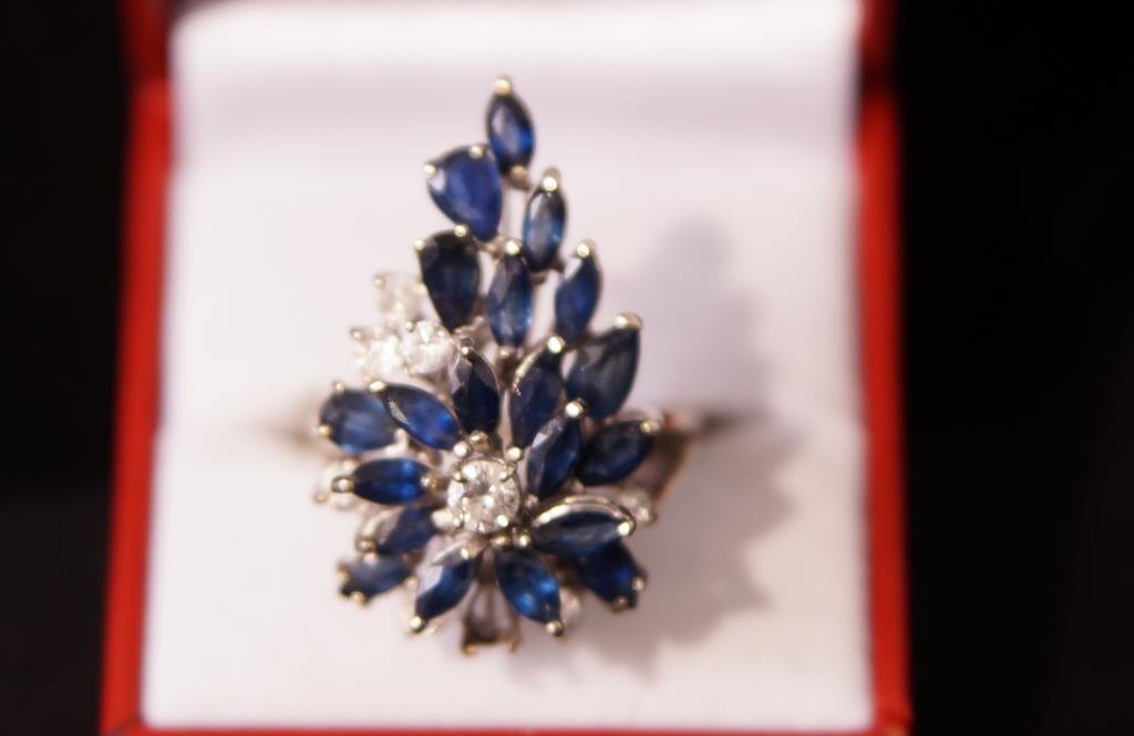 14kt White gold 8 diamond & 20 Marquis sapphires (1 of 6)