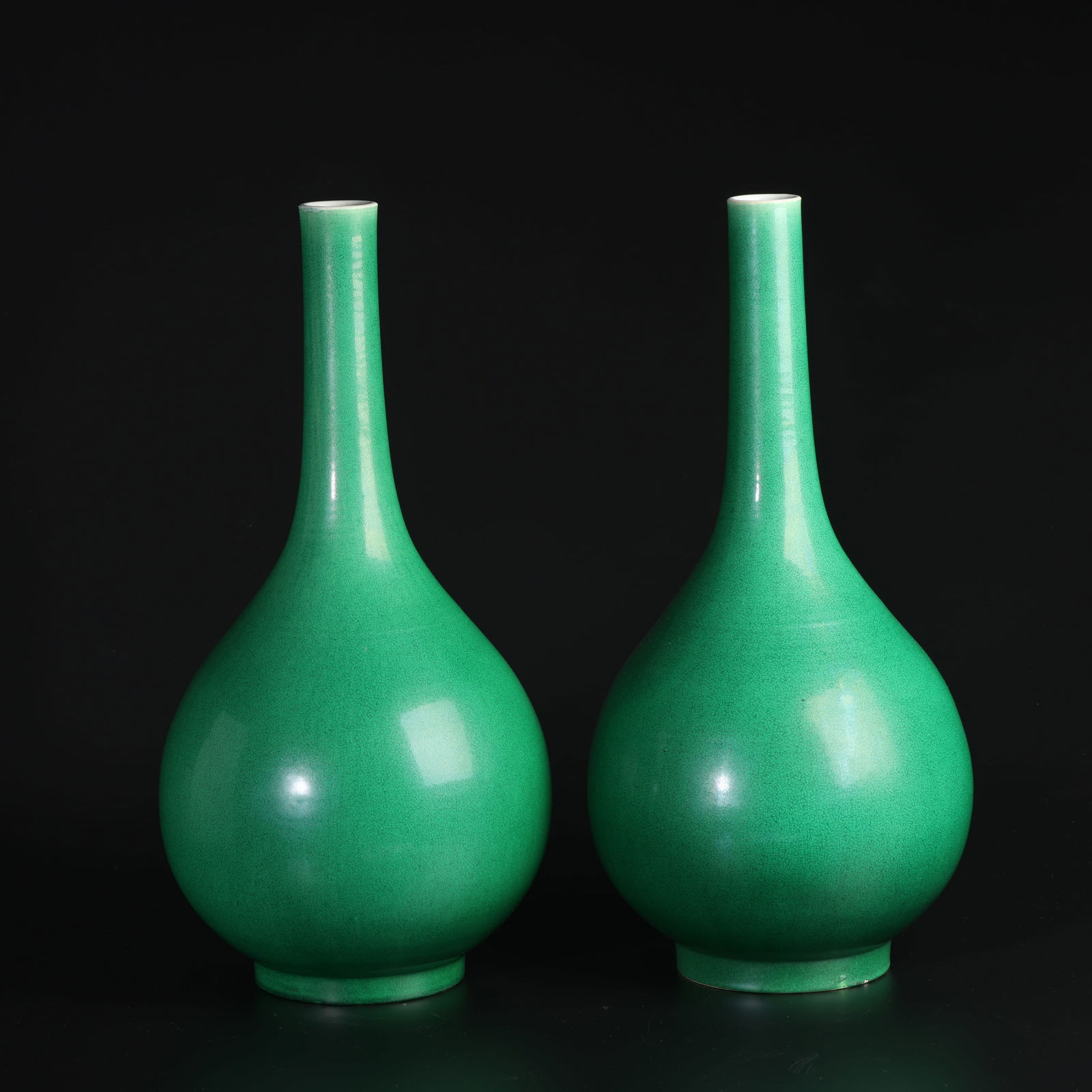 QING DYNASTY Qianlong Period A Langyao Green-Glazed Gallbladder Vase (1 of 3)