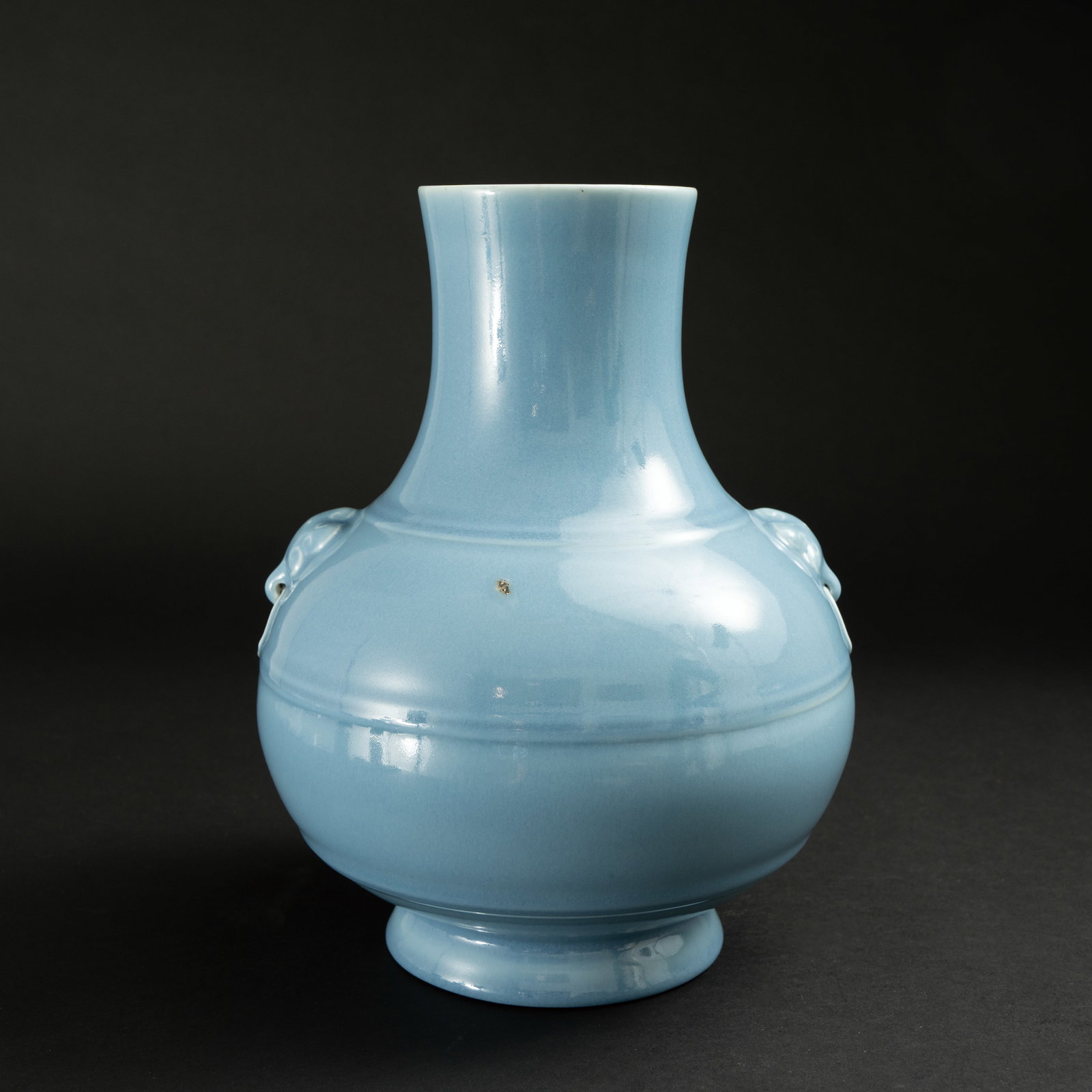 A SKY-BLUE GLAZED 'DRAGON-EAR' VASE YONGZHENG PERIOD, QING DYNASTY 天蓝釉螭 (1 of 6)